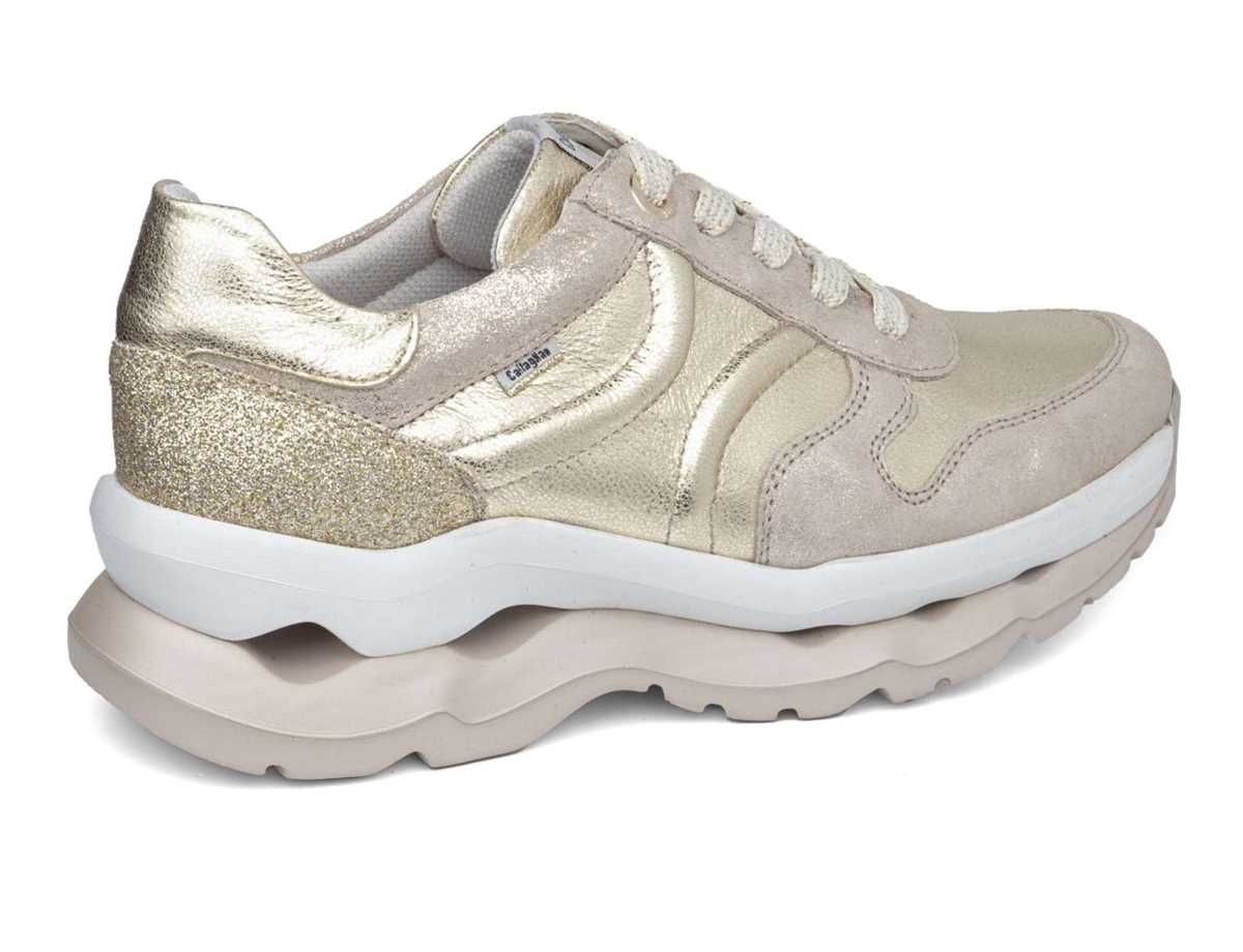 Callaghan 18820 Sole Sneakers Dame Hvide Beige Guld | LKV3856NZ