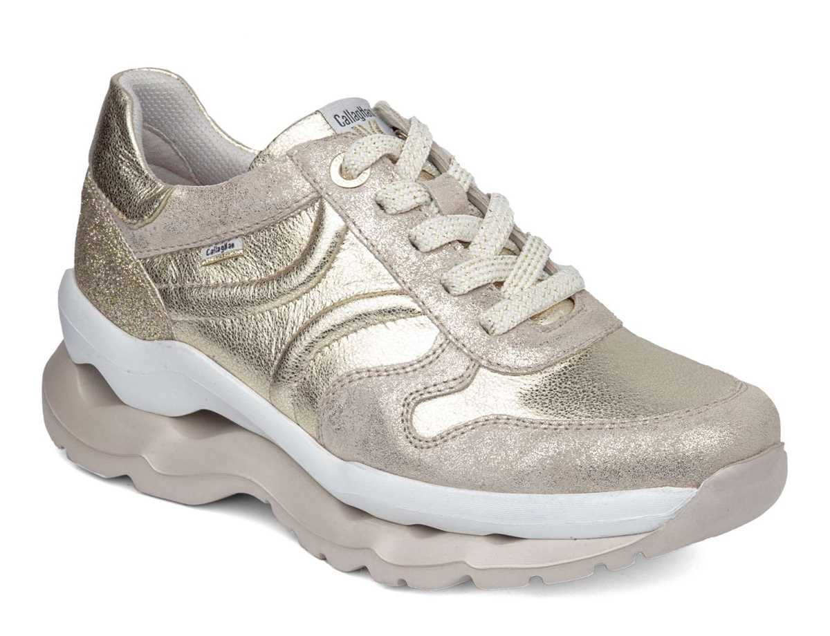 Callaghan 18820 Sole Sneakers Dame Hvide Beige Guld | LKV3856NZ