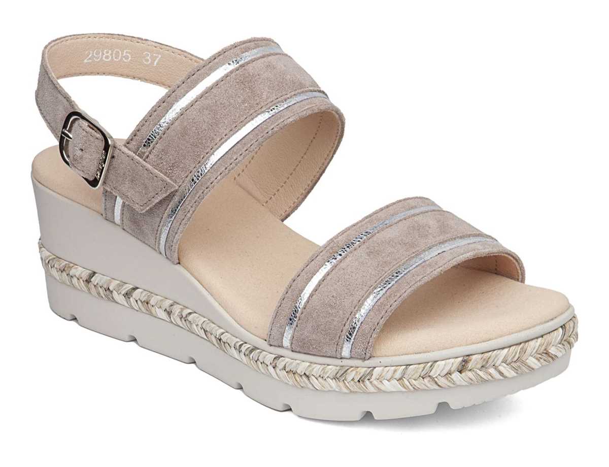 Callaghan 29805 Mara Kilehæl Sandaler Dame Beige Sølv | YCZ6154VQ