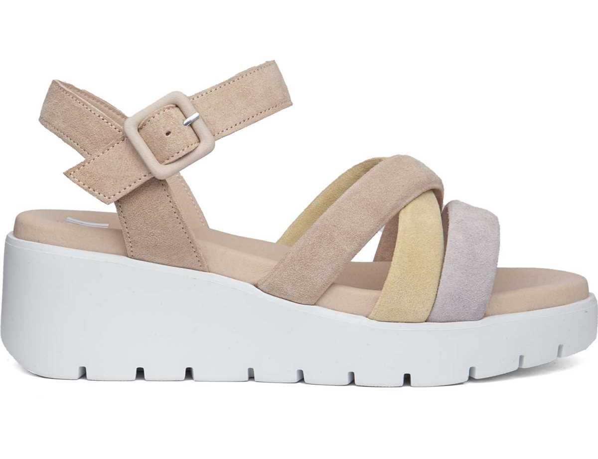 Callaghan 32000 Bera Kilehæl Sandaler Dame Lilla Gul Beige | IXJ6198HX